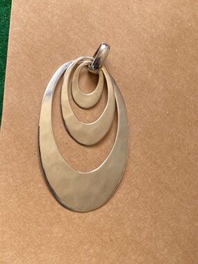 Robert Lee Morris Hammered Sterling Silver Oval Enhancer Pendant 3 Layer